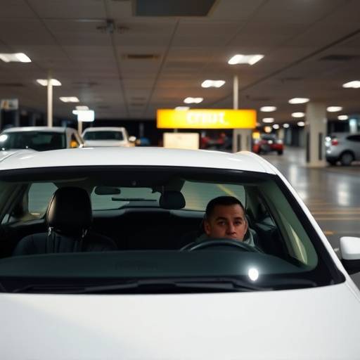 Car at a driving test center