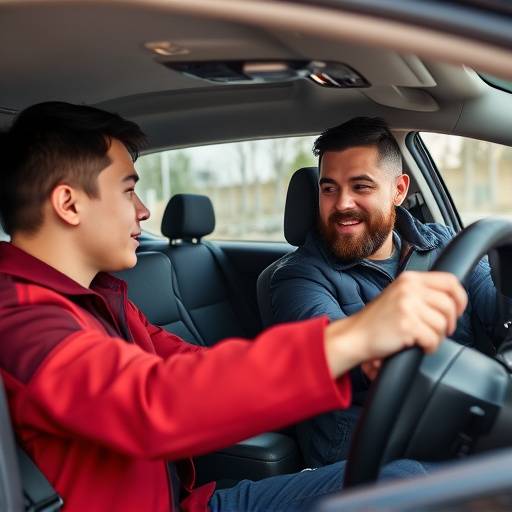 Instructor teaching a student in a car